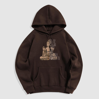 Sudadera con capucha y forro polar de poliéster con texto en inglés "Keep Calm And Let Karma Finish It Buddha" de Mythstone 