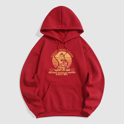 Mythstone Never Stop Believing In Hope Buddha Polyester Fleece Lined Hoodie