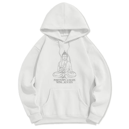 Mythstone Positivity Always Wins Always Buddha Polyester Fleece Lined Hoodie