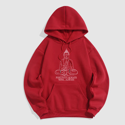 Mythstone Positivity Always Wins Always Buddha Polyester Fleece Lined Hoodie