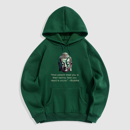 Mythstone How People Treat You Is Their Karma Buddha Polyester Fleece Lined Hoodie