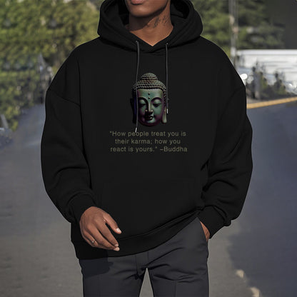 Mythstone How People Treat You Is Their Karma Buddha Polyester Fleece Lined Hoodie