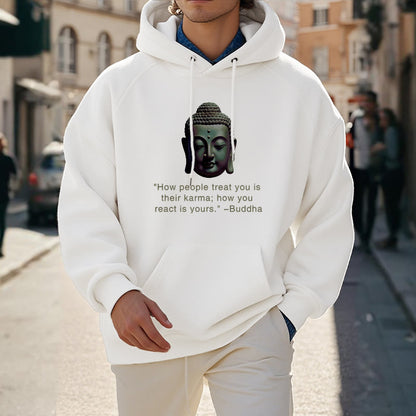 Mythstone How People Treat You Is Their Karma Buddha Polyester Fleece Lined Hoodie