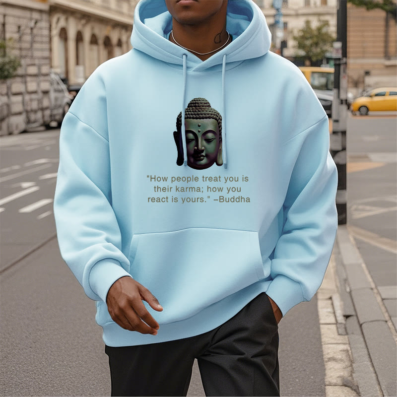 Mythstone How People Treat You Is Their Karma Buddha Polyester Fleece Lined Hoodie