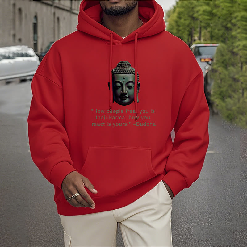 Mythstone How People Treat You Is Their Karma Buddha Polyester Fleece Lined Hoodie