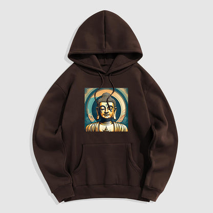 Mythstone Aura Golden Buddha Fleece Lined Polyester Hoodie