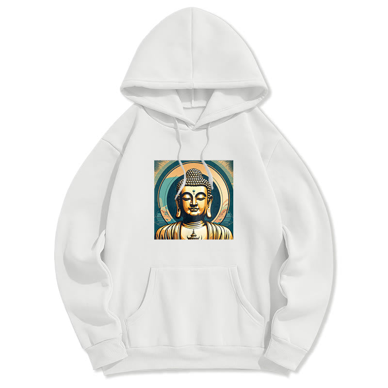 Mythstone Aura Golden Buddha Fleece Lined Polyester Hoodie