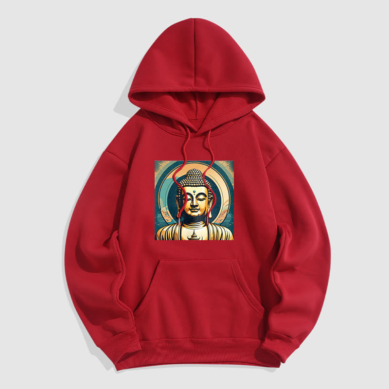 Mythstone Aura Golden Buddha Fleece Lined Polyester Hoodie