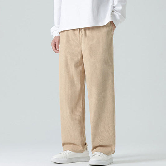 Mythstone Casual Solid Color Cotton Men's Wide Leg Pants With Pockets