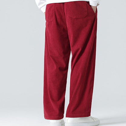 Mythstone Casual Solid Color Cotton Men's Wide Leg Pants With Pockets