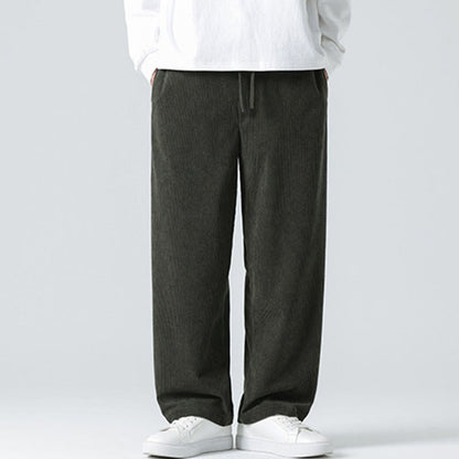 Mythstone Casual Solid Color Cotton Men's Wide Leg Pants With Pockets