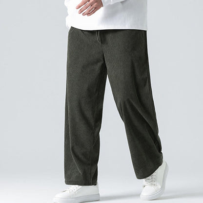 Mythstone Casual Solid Color Cotton Men's Wide Leg Pants With Pockets