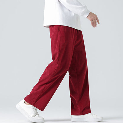 Mythstone Casual Solid Color Cotton Men's Wide Leg Pants With Pockets