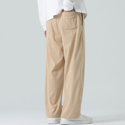 Mythstone Casual Solid Color Cotton Men's Wide Leg Pants With Pockets