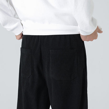 Mythstone Casual Solid Color Cotton Men's Wide Leg Pants With Pockets