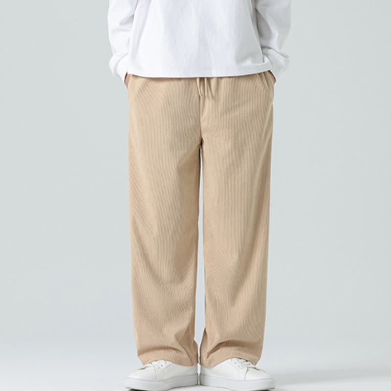 Mythstone Casual Solid Color Cotton Men's Wide Leg Pants With Pockets