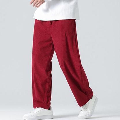 Mythstone Casual Solid Color Cotton Men's Wide Leg Pants With Pockets