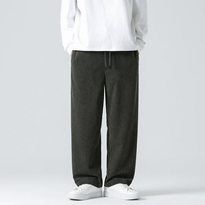 Mythstone Casual Solid Color Cotton Men's Wide Leg Pants With Pockets