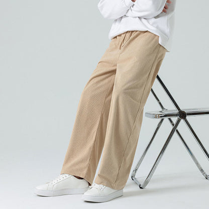 Mythstone Casual Solid Color Cotton Men's Wide Leg Pants With Pockets