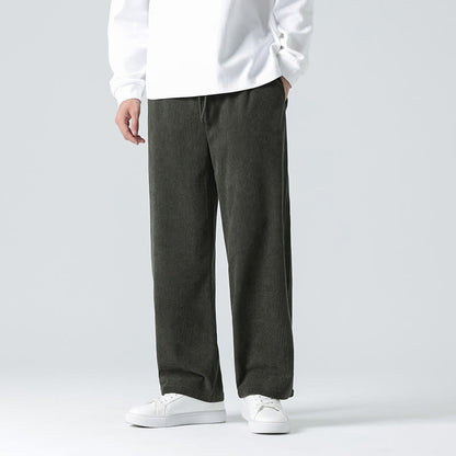 Mythstone Casual Solid Color Cotton Men's Wide Leg Pants With Pockets