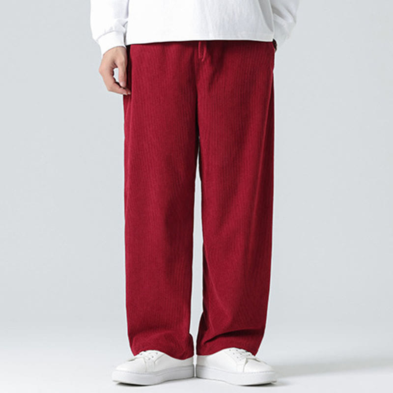 Mythstone Casual Solid Color Cotton Men's Wide Leg Pants With Pockets