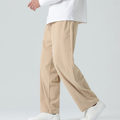 Mythstone Casual Solid Color Cotton Men's Wide Leg Pants With Pockets