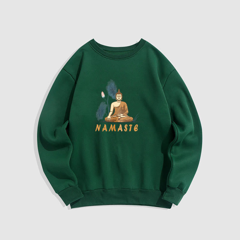 Mythstone NAMASTE Buddha Lotus Leaf Fleece Lined Sweatshirt