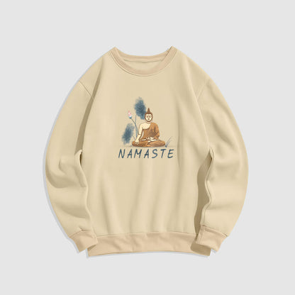 Mythstone NAMASTE Buddha Lotus Leaf Fleece Lined Sweatshirt