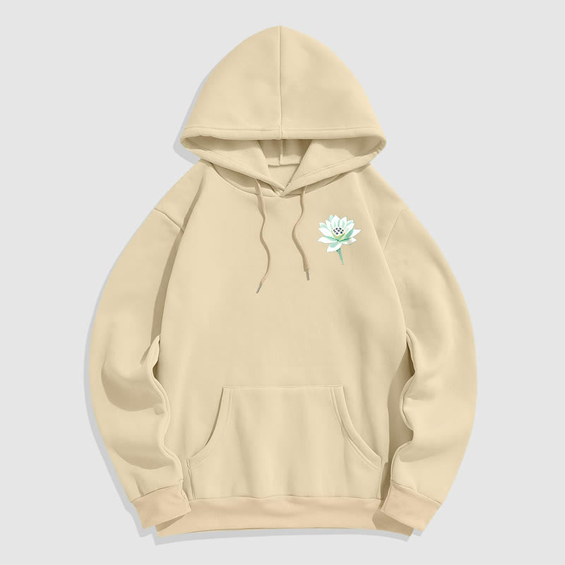 Mythstone Lotus Never Be Controlled By Three Things Fleece Lined Polyester Hoodie