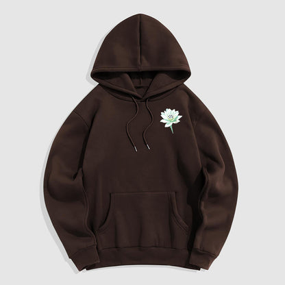 Mythstone Lotus Never Be Controlled By Three Things Fleece Lined Polyester Hoodie