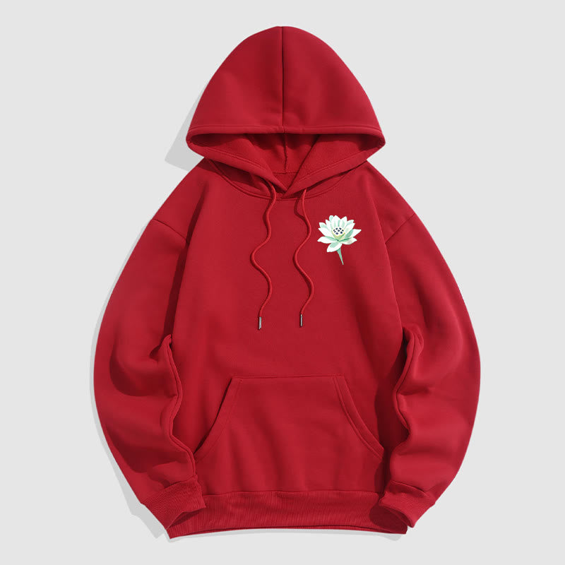 Mythstone Lotus Never Be Controlled By Three Things Fleece Lined Polyester Hoodie