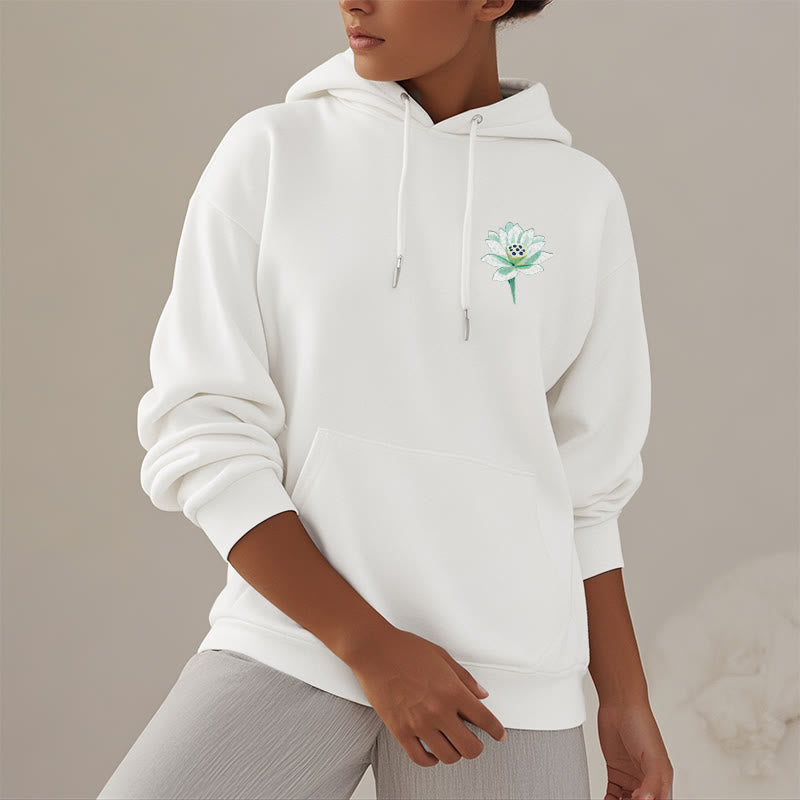 Mythstone Lotus Never Be Controlled By Three Things Fleece Lined Polyester Hoodie