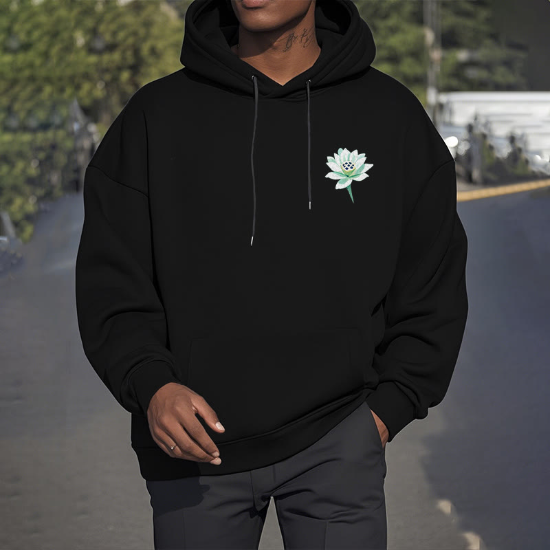 Mythstone Lotus Never Be Controlled By Three Things Fleece Lined Polyester Hoodie