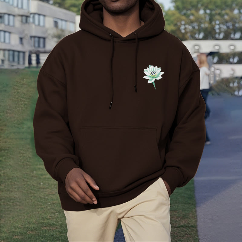 Mythstone Lotus Never Be Controlled By Three Things Fleece Lined Polyester Hoodie