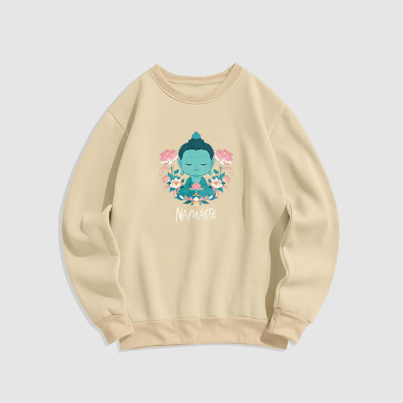 Sudadera suave con forro polar y diseño de meditación de Buda y loto NAMASTE de Mythstone 