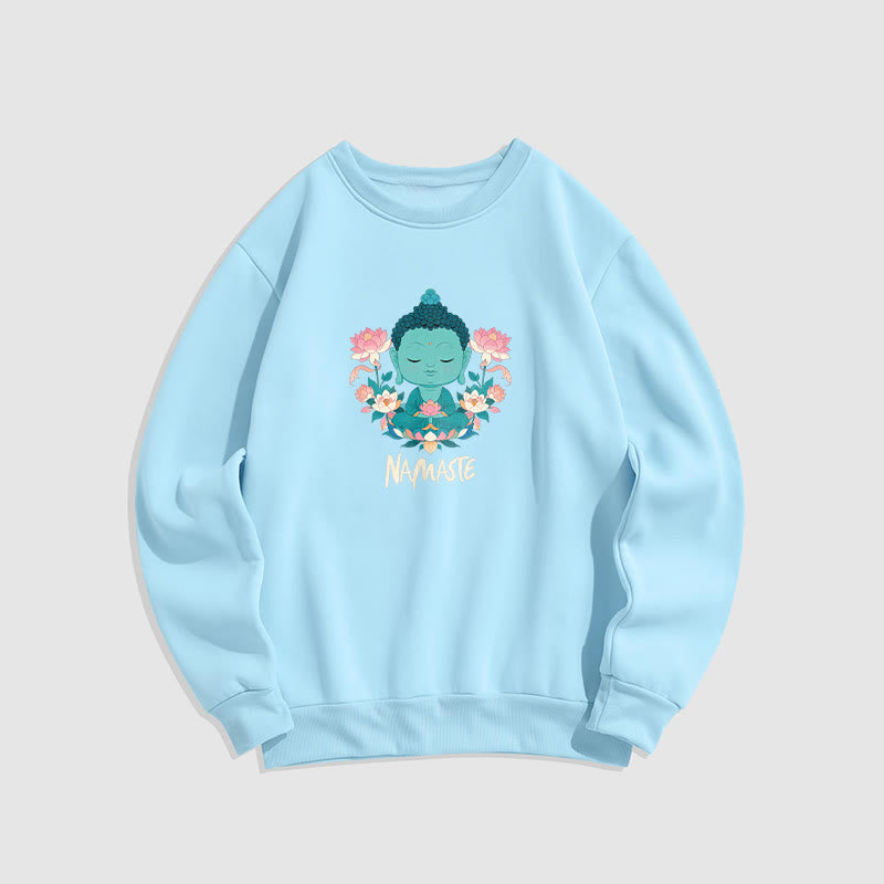 Sudadera suave con forro polar y diseño de meditación de Buda y loto NAMASTE de Mythstone 