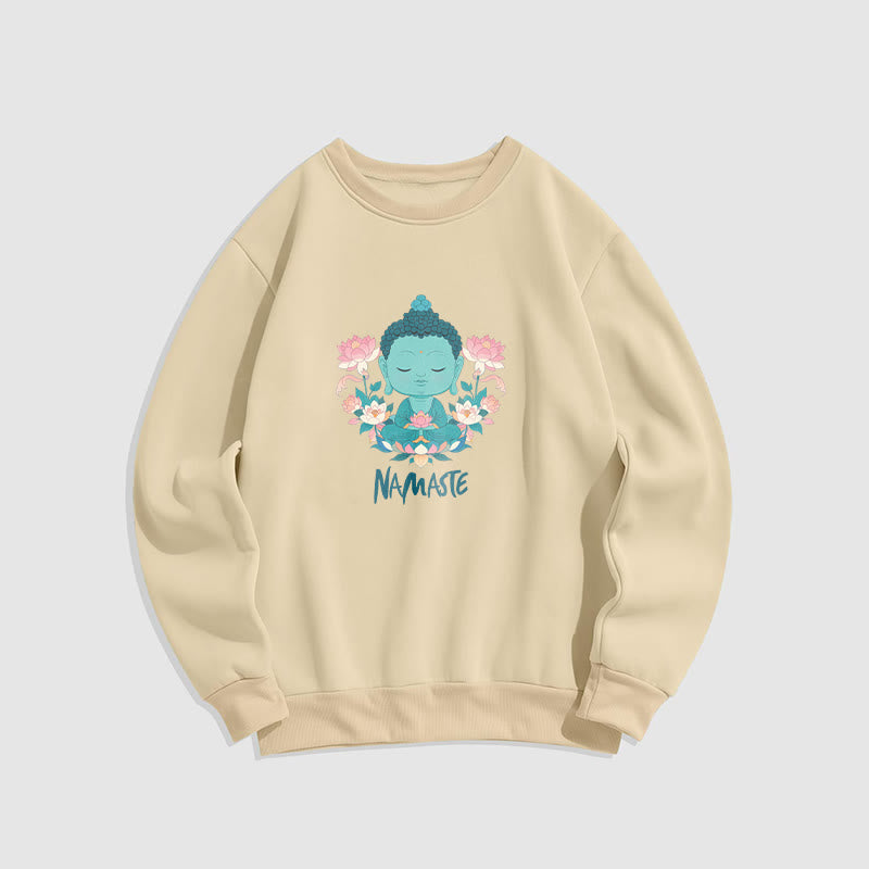 Sudadera suave con forro polar y diseño de meditación de Buda y loto NAMASTE de Mythstone 