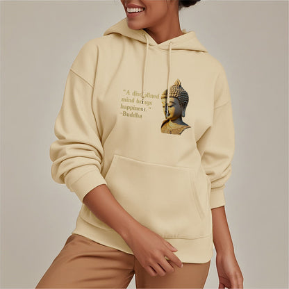 Mythstone A Disciplined Mind Brings Happiness Fleece Lined Polyester Hoodie