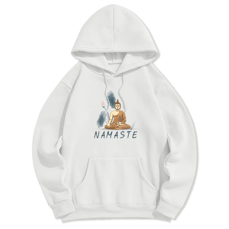 Sudadera con capucha y forro polar de poliéster con diseño de Buda meditador NAMASTE de Mythstone 