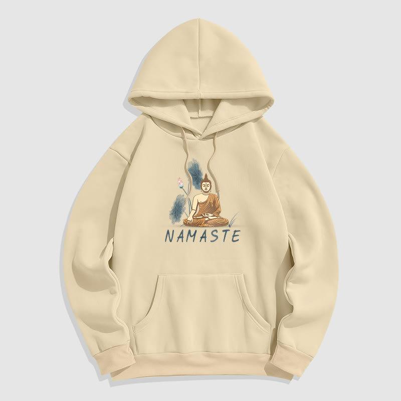 Sudadera con capucha y forro polar de poliéster con diseño de Buda meditador NAMASTE de Mythstone 