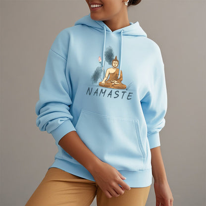 Sudadera con capucha y forro polar de poliéster con diseño de Buda meditador NAMASTE de Mythstone 