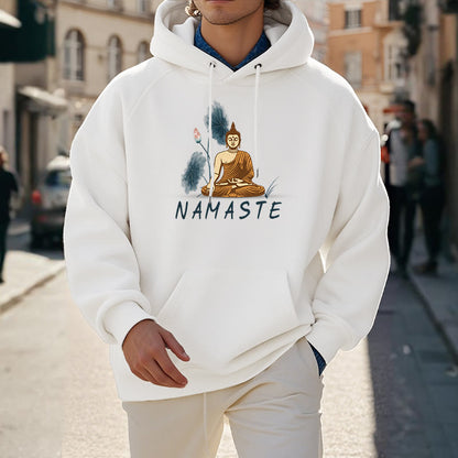 Sudadera con capucha y forro polar de poliéster con diseño de Buda meditador NAMASTE de Mythstone 