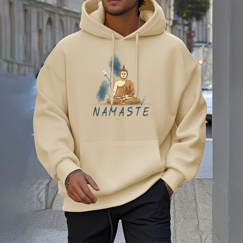 Sudadera con capucha y forro polar de poliéster con diseño de Buda meditador NAMASTE de Mythstone 