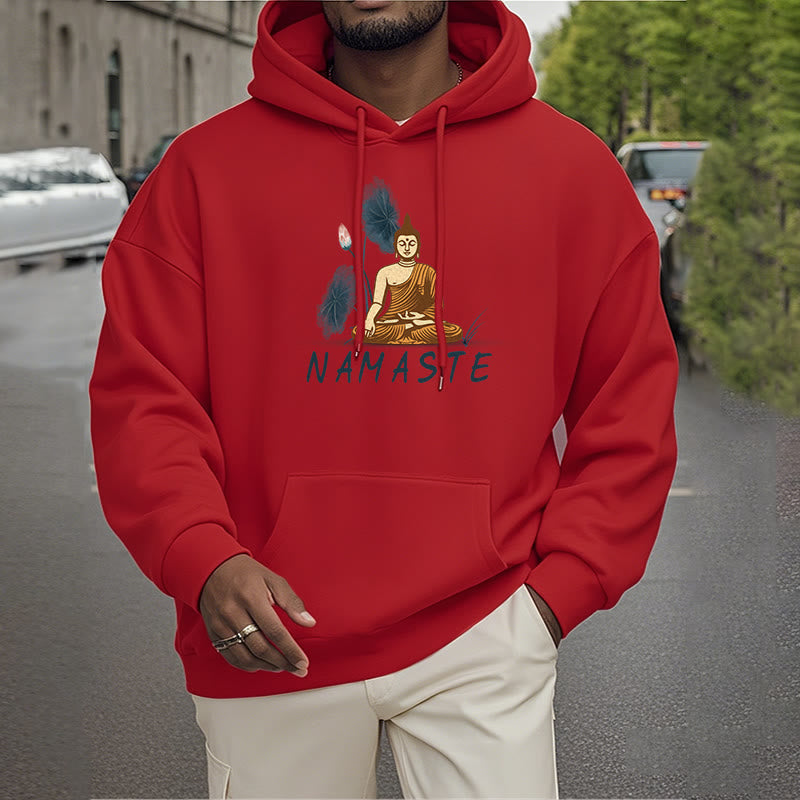 Sudadera con capucha y forro polar de poliéster con diseño de Buda meditador NAMASTE de Mythstone 