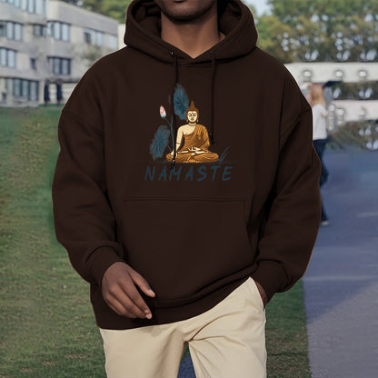 Sudadera con capucha y forro polar de poliéster con diseño de Buda meditador NAMASTE de Mythstone 