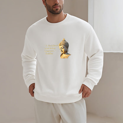 Mythstone A Disciplined Mind Brings Happiness Buddha Fleece Lined Polyester Sweatshirt