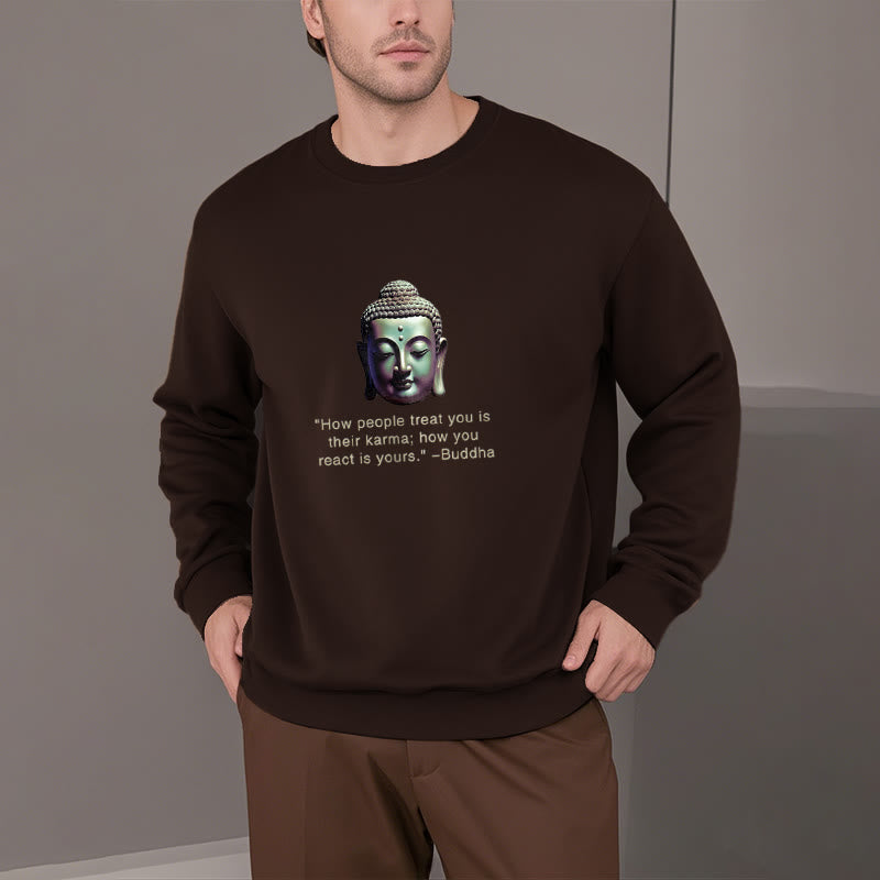 Sudadera de poliéster con forro polar Mythstone How People Treat You Is Their Karma Buddha 