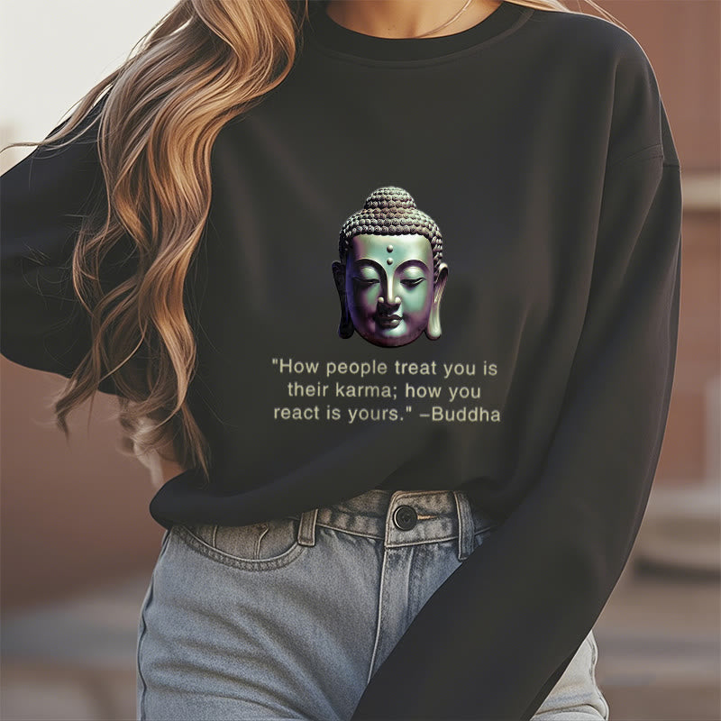 Sudadera de poliéster con forro polar Mythstone How People Treat You Is Their Karma Buddha 