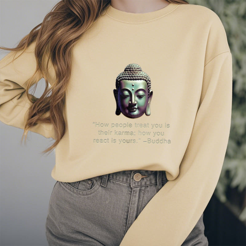 Sudadera de poliéster con forro polar Mythstone How People Treat You Is Their Karma Buddha 