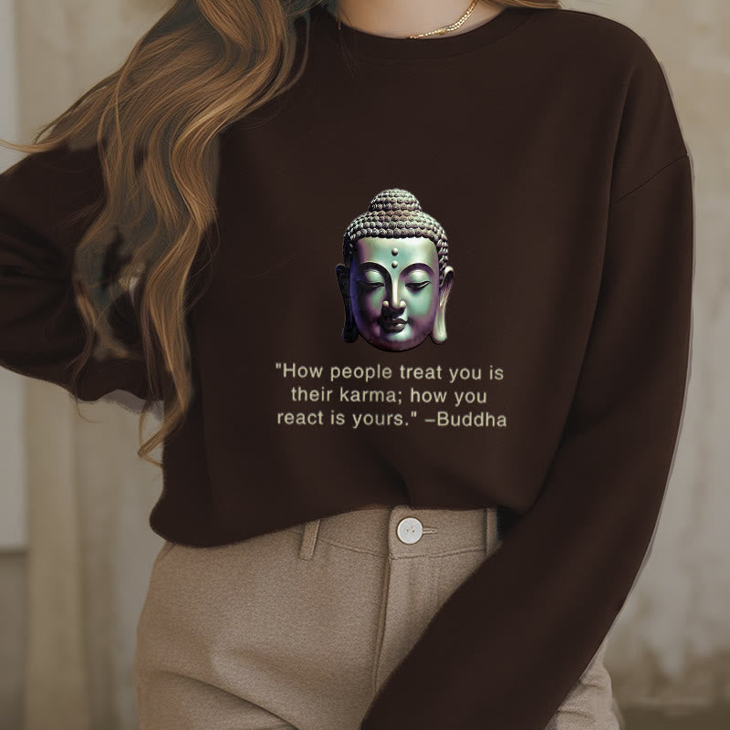 Sudadera de poliéster con forro polar Mythstone How People Treat You Is Their Karma Buddha 